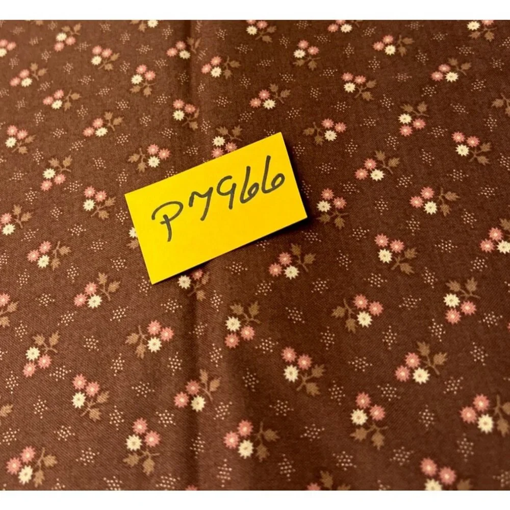 Small Floral Brown Quilting Cotton Fabric 19x22
